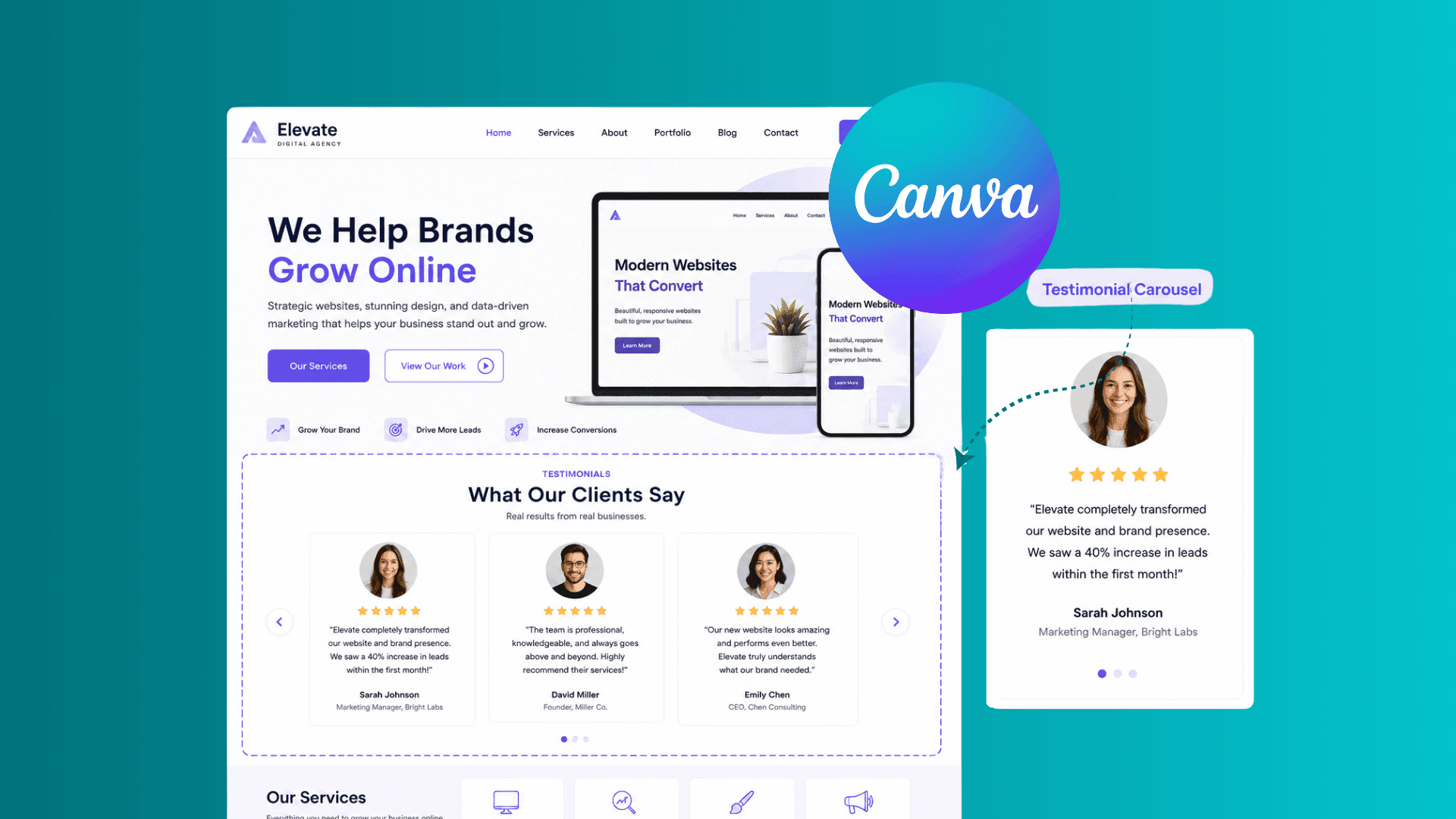 How to Add a Testimonial Carousel to a Canva Website